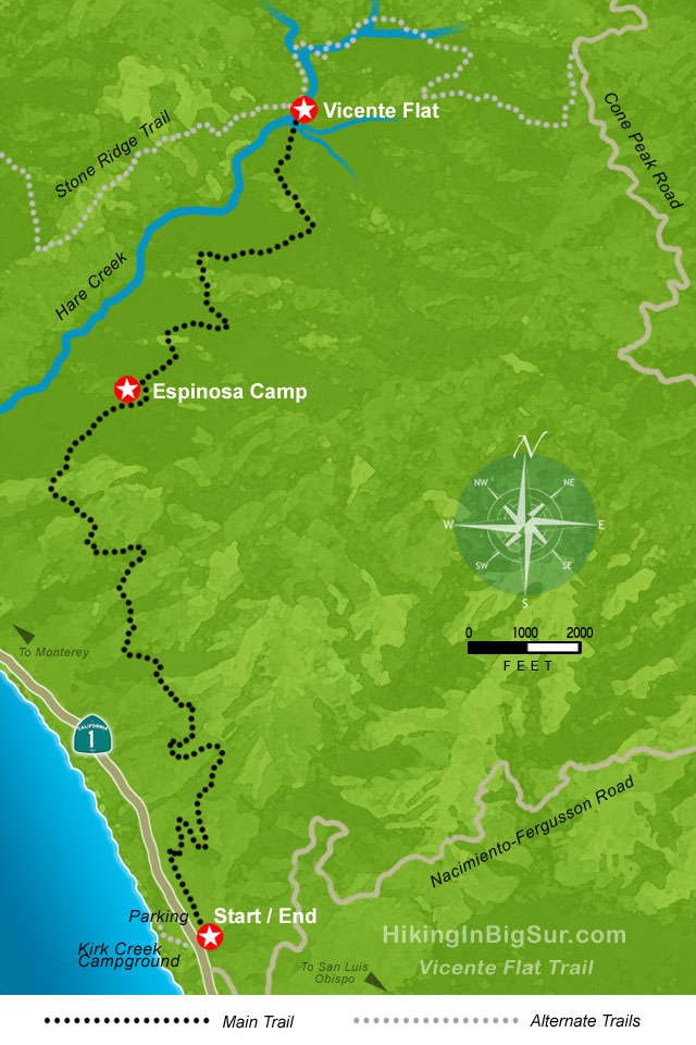 Vicente Flat Trail Map