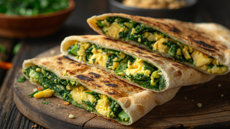 Egg and Spinach Pita
