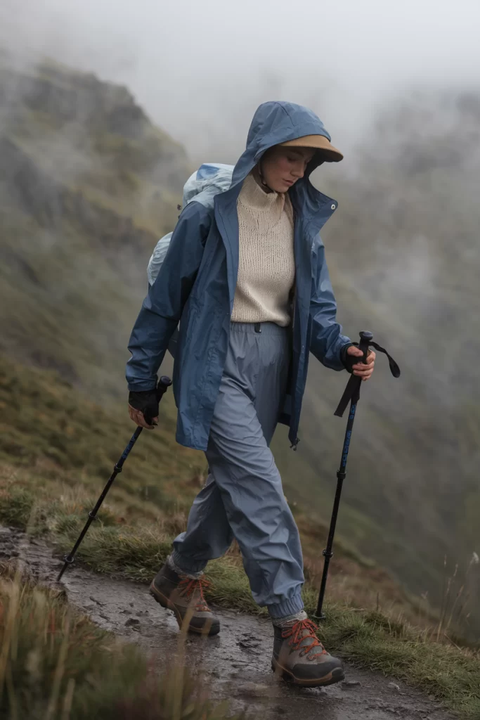 Rain-Ready fall hiking outfit idea