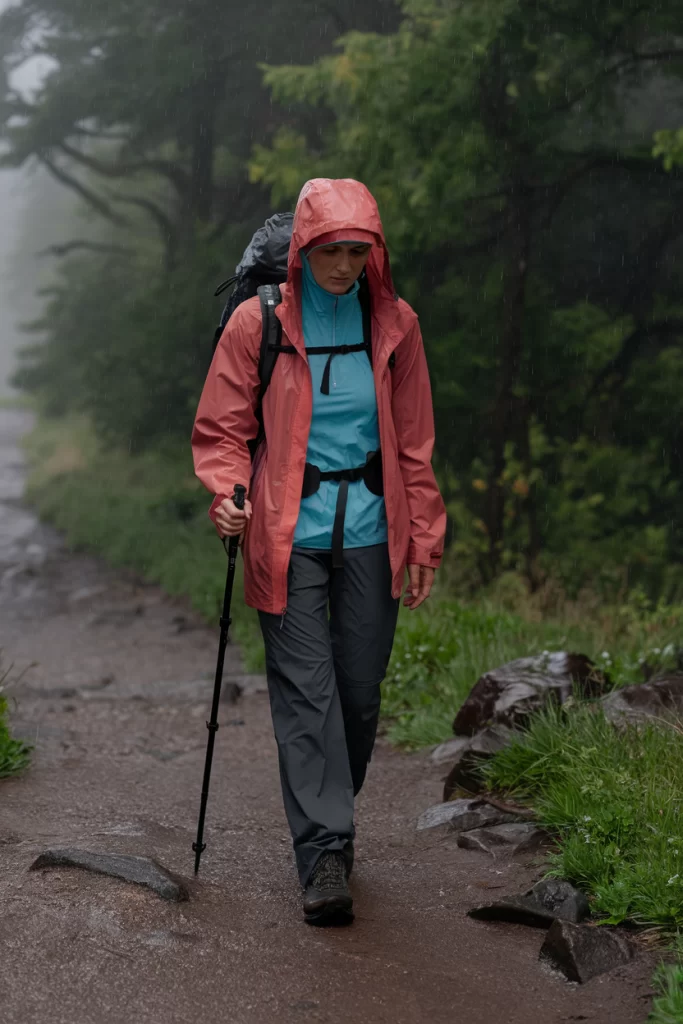 Rain-Ready hiking outfit for spring