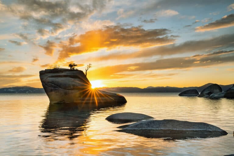 This Lake Tahoe Rock Looks Like a Miniature World Floating in Water