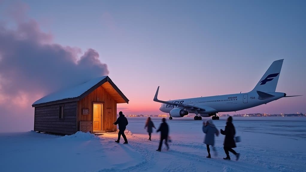 sauna amidst airport chaos