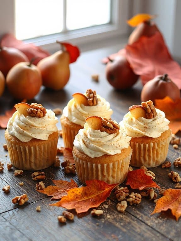 autumn cupcakes with pears