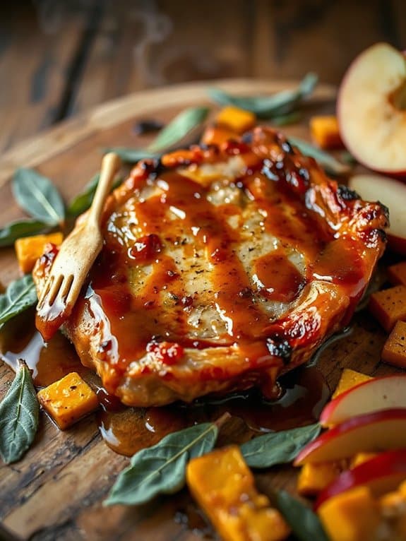 autumn inspired glazed pork chops
