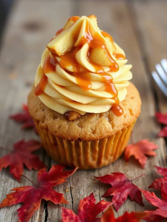 autumnal caramel apple cupcakes