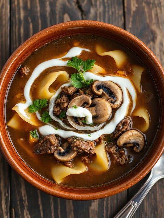 comforting beef mushroom soup