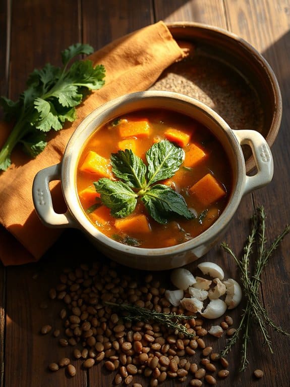 cozy lentil kale soup