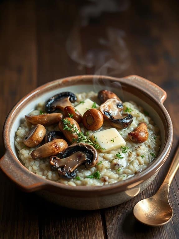 cozy mushroom barley risotto