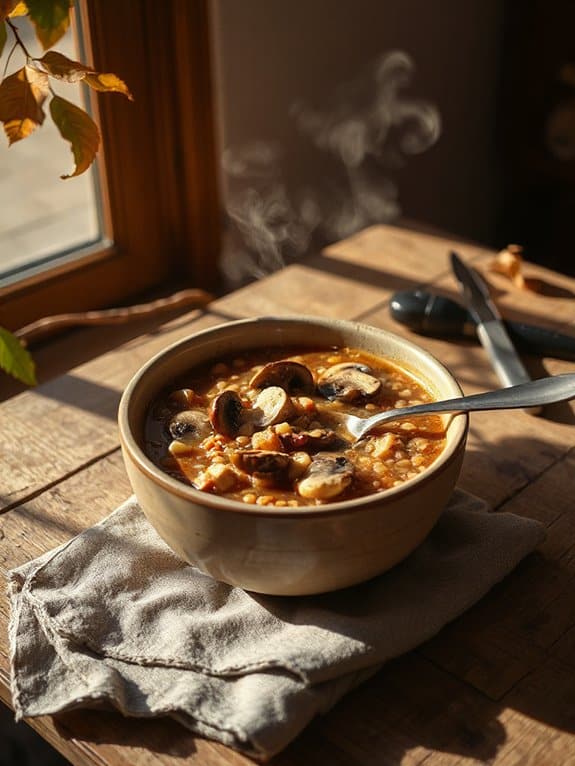 cozy mushroom barley soup