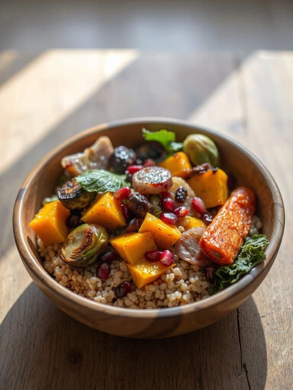 cozy roasted vegetable farro bowl