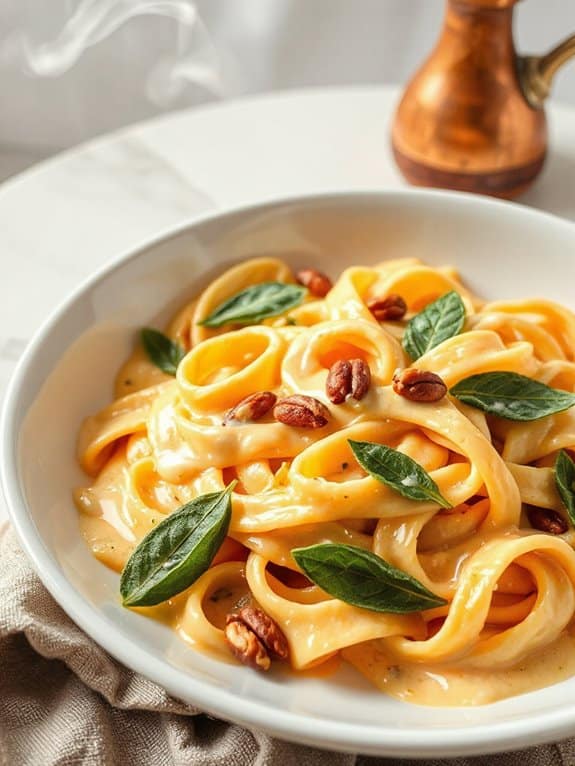 creamy pumpkin alfredo pasta
