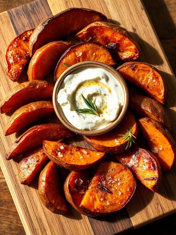 crispy creamy sweet potato wedges
