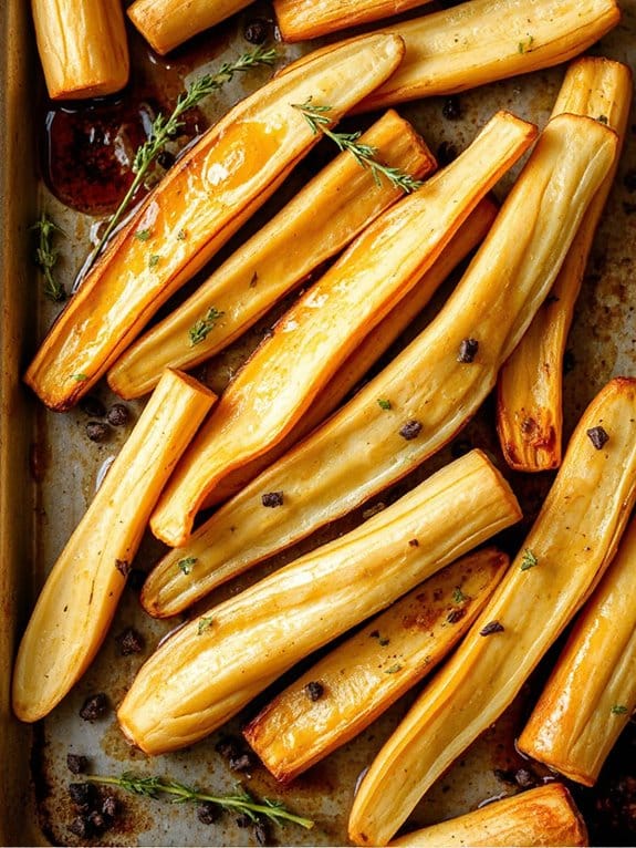 crispy honey glazed roasted parsnips