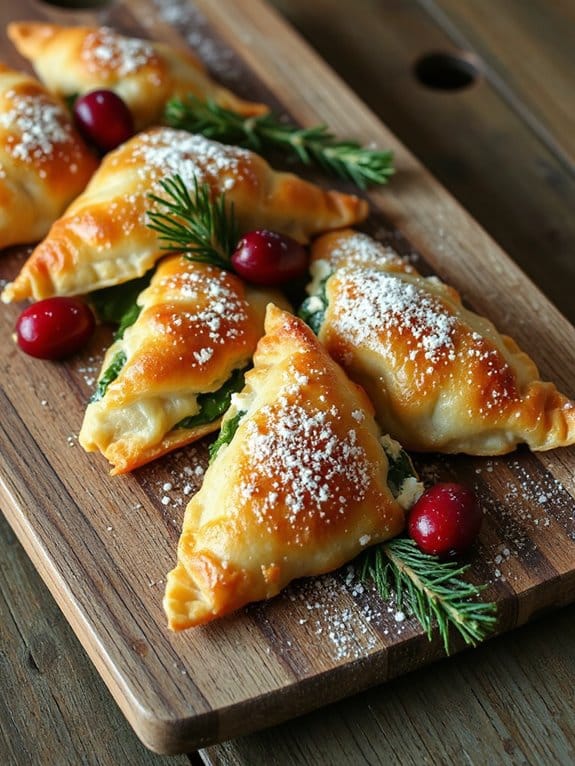 crispy spinach feta triangles