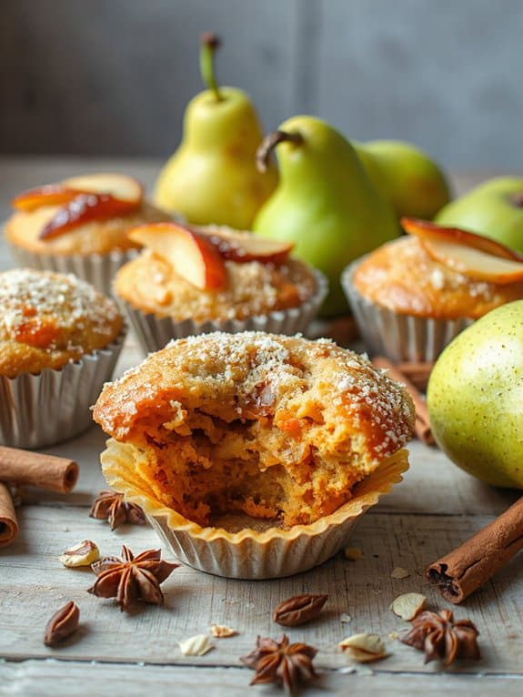 dreamy pear cardamom muffins