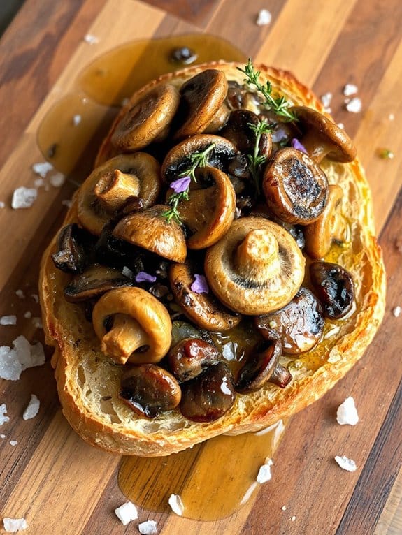 earthy mushrooms on ciabatta