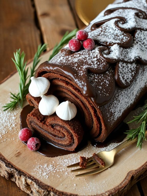 festive chocolate yule log