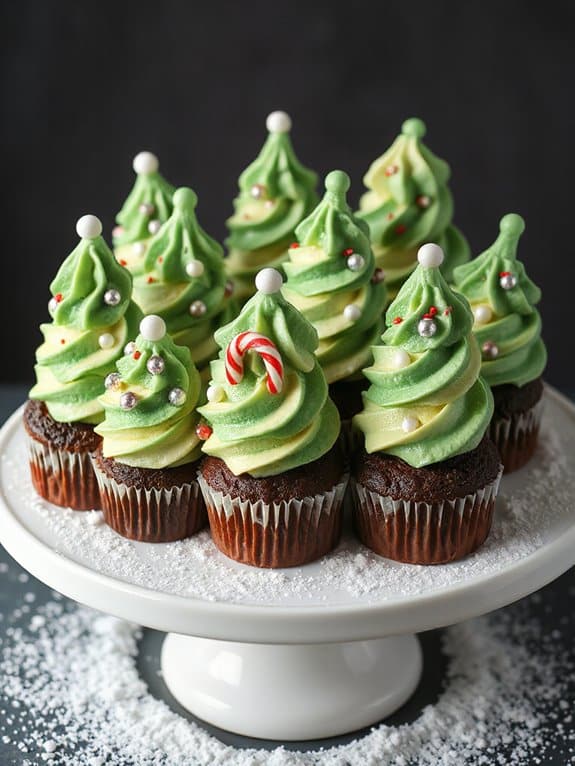 festive peppermint holiday cupcakes