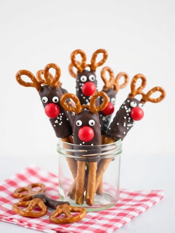 festive reindeer pretzel treats