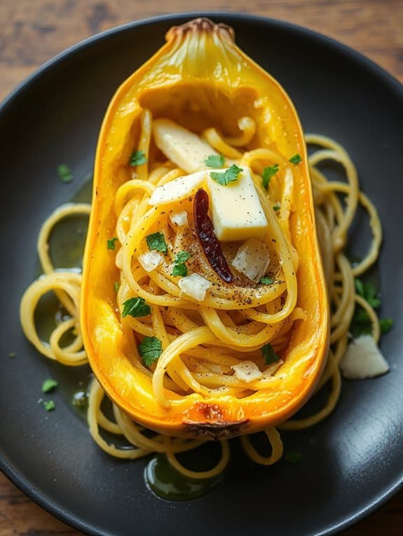 garlic parmesan spaghetti squash delight