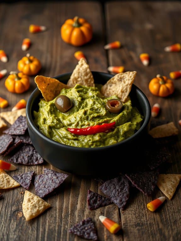 ghoulish guacamole halloween snack