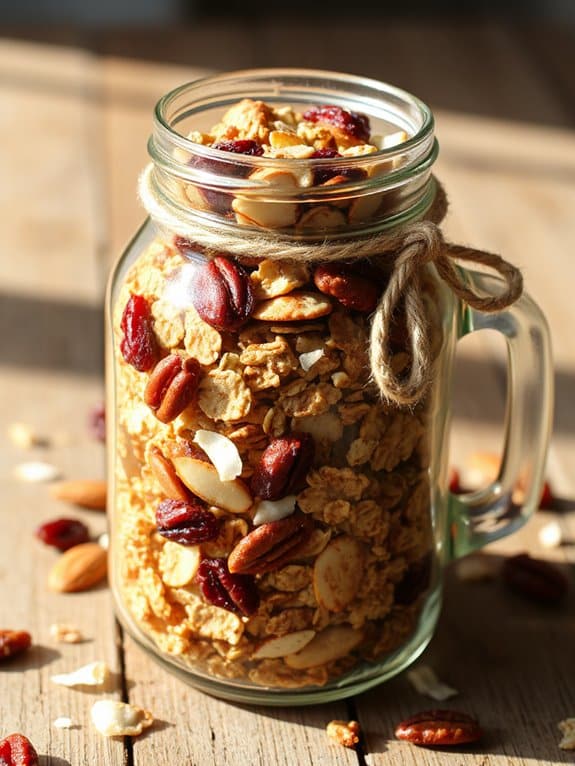 homemade granola in jars
