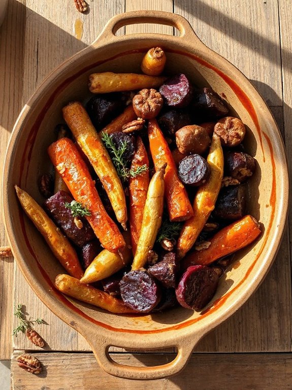 maple glazed autumn root vegetables