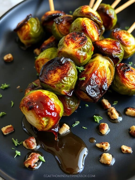 maple glazed brussels sprouts skewers