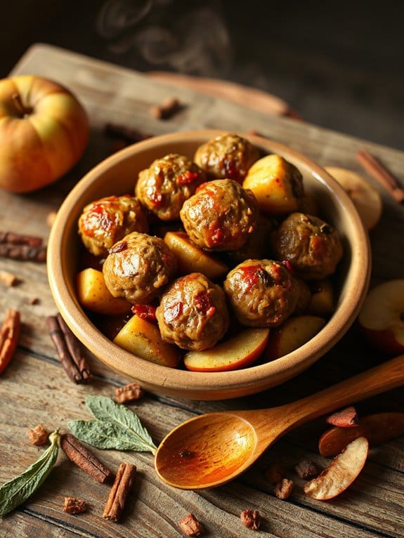 spicy apple chorizo meatballs