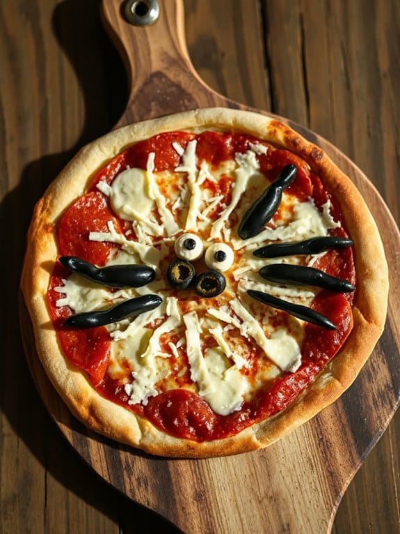 spooky halloween spider pizza