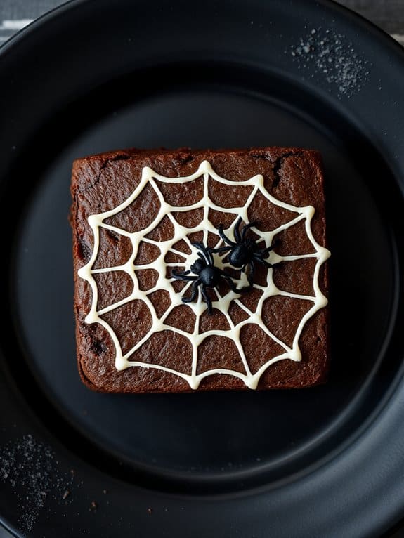 spooky spider web brownies