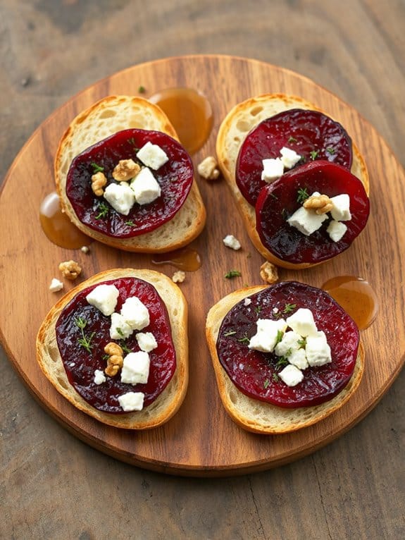 vibrant beet goat cheese bruschetta