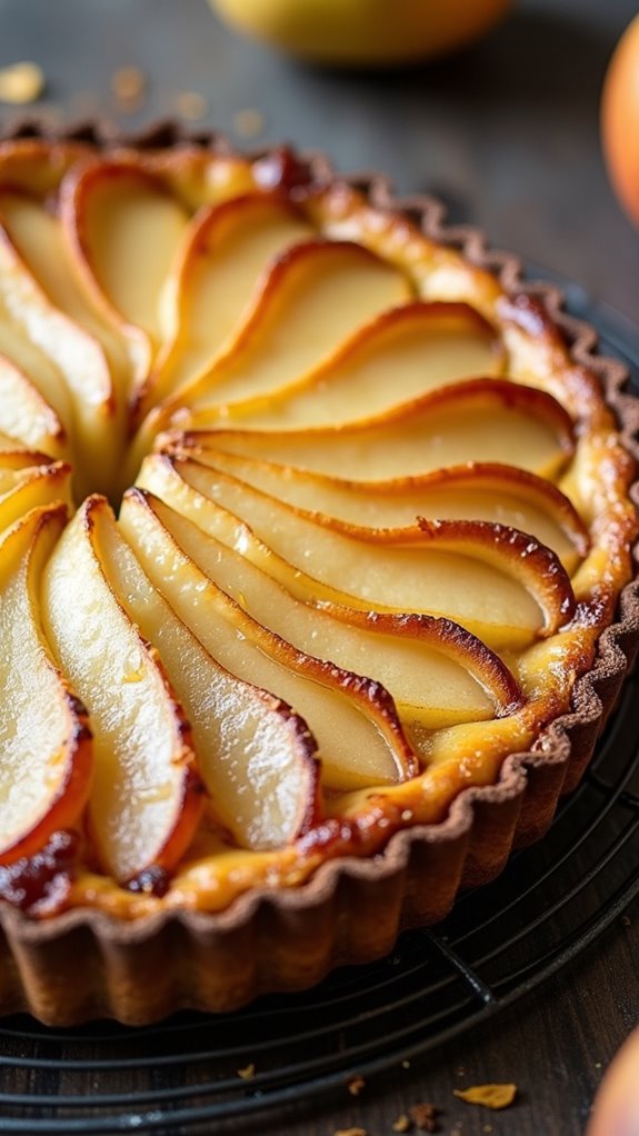 mixing pear tart ingredients