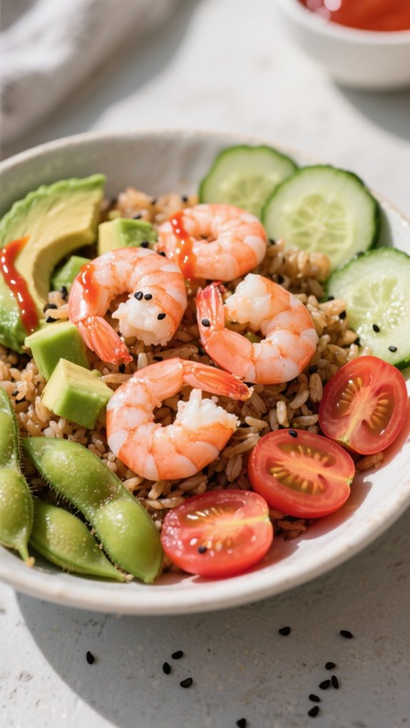 quick high protein shrimp bowl