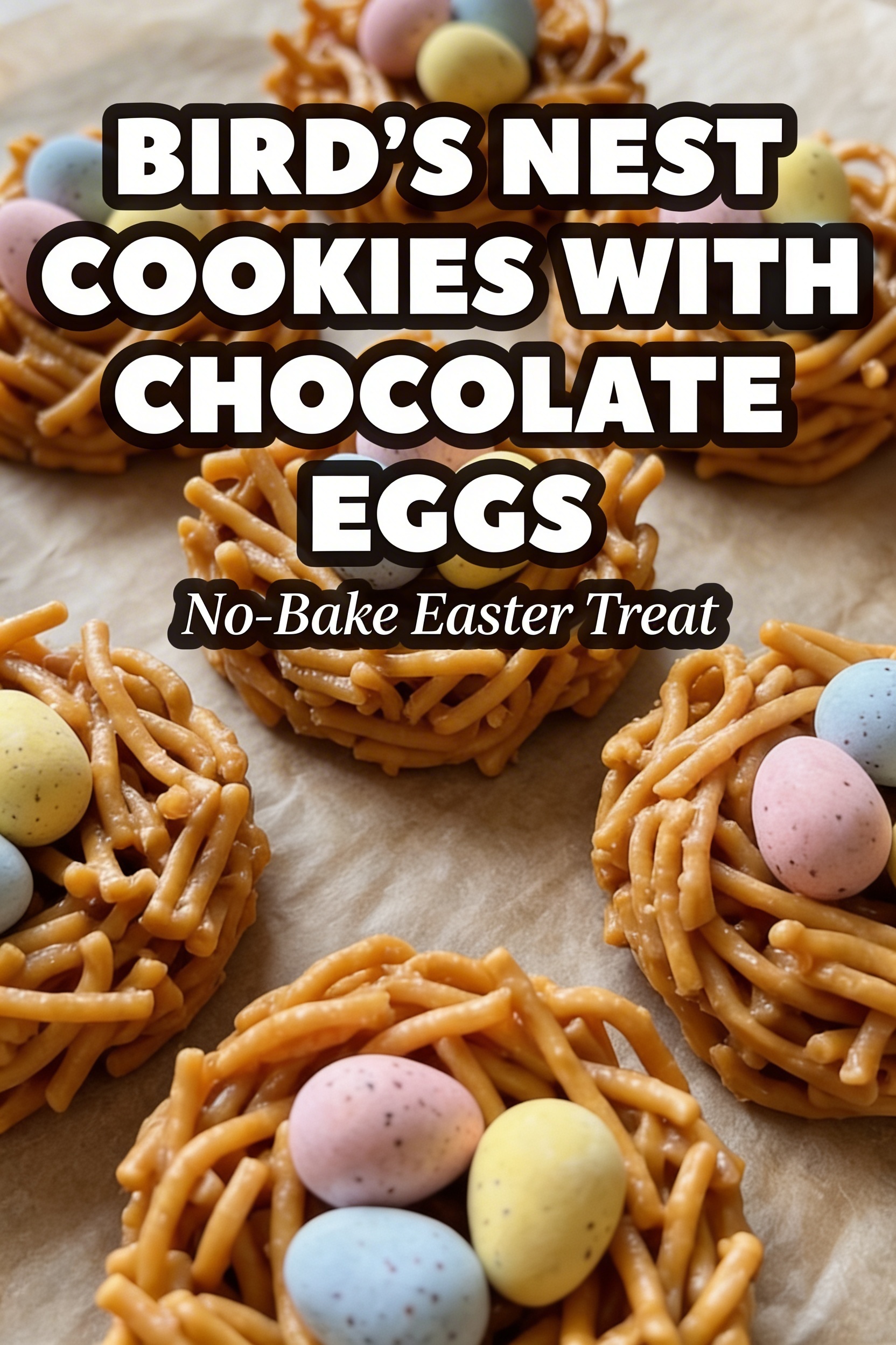 Bird's Nest Cookies with Chocolate Eggs — No-Bake Easter Treat That's Nut-Free and Perfect for School Parties