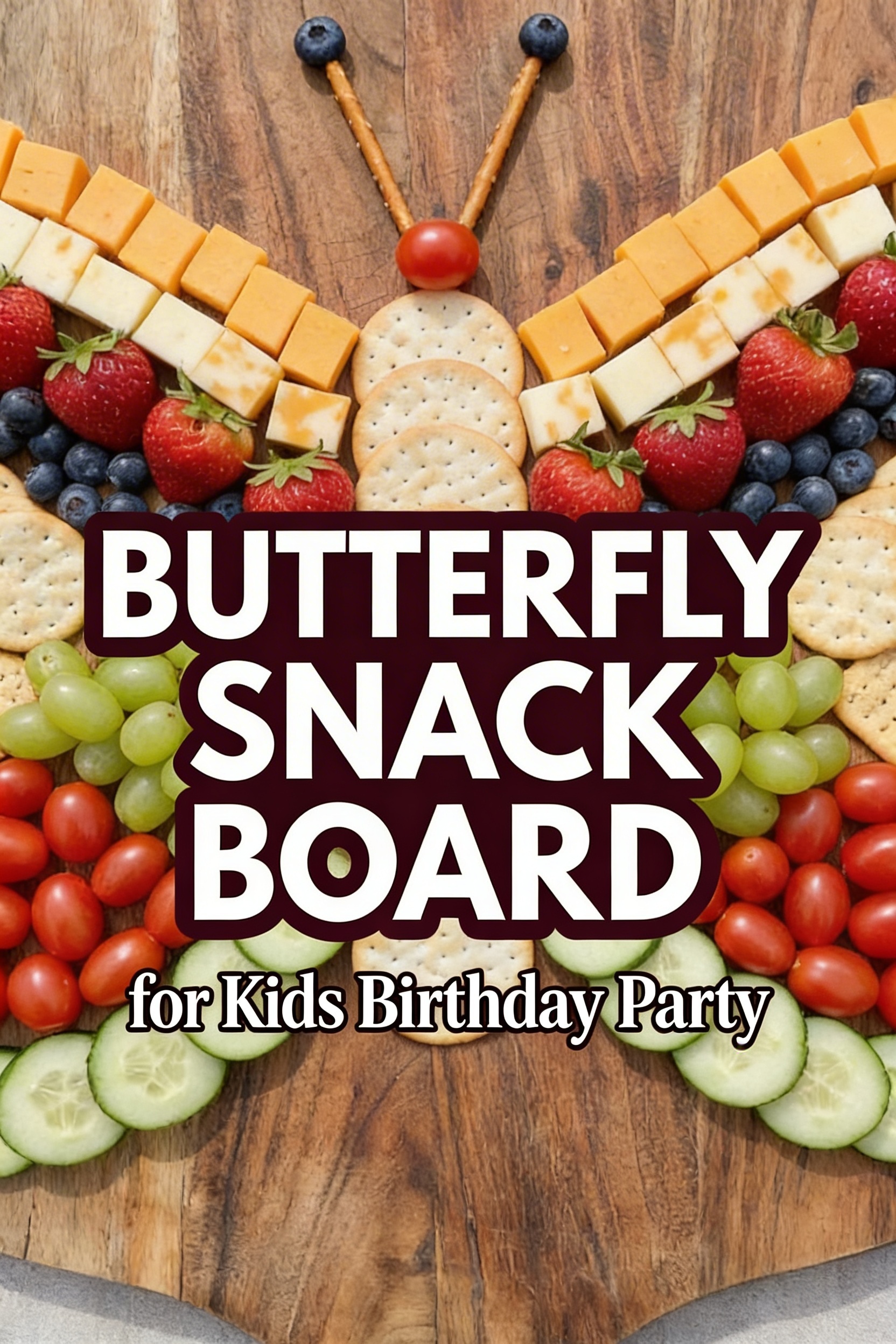 Butterfly Cheese and Cracker Snack Board for Kids Birthday Party Themed Around Beloved Storybooks