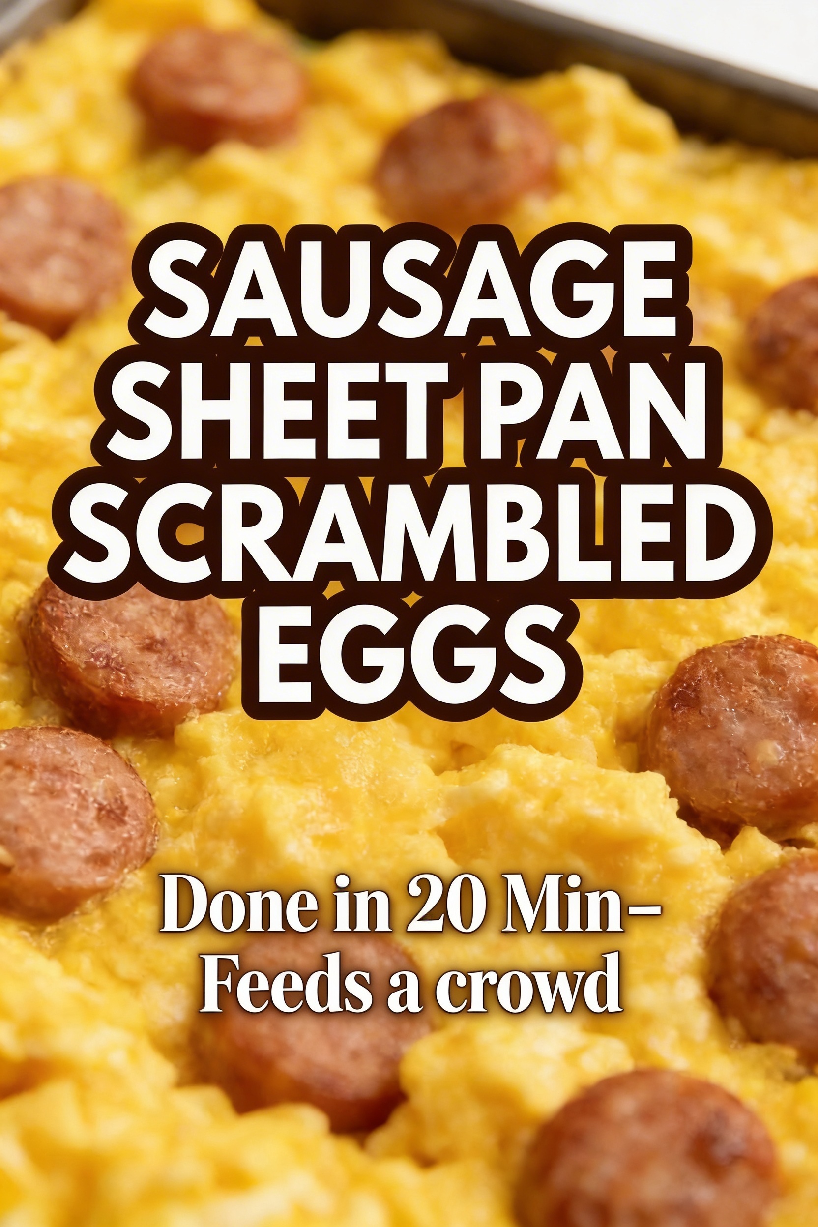 Sausage Sheet Pan Scrambled Eggs Done in 20 Minutes - Feeds a Crowd for Breakfast Meal Prep or Brunch Gatherings