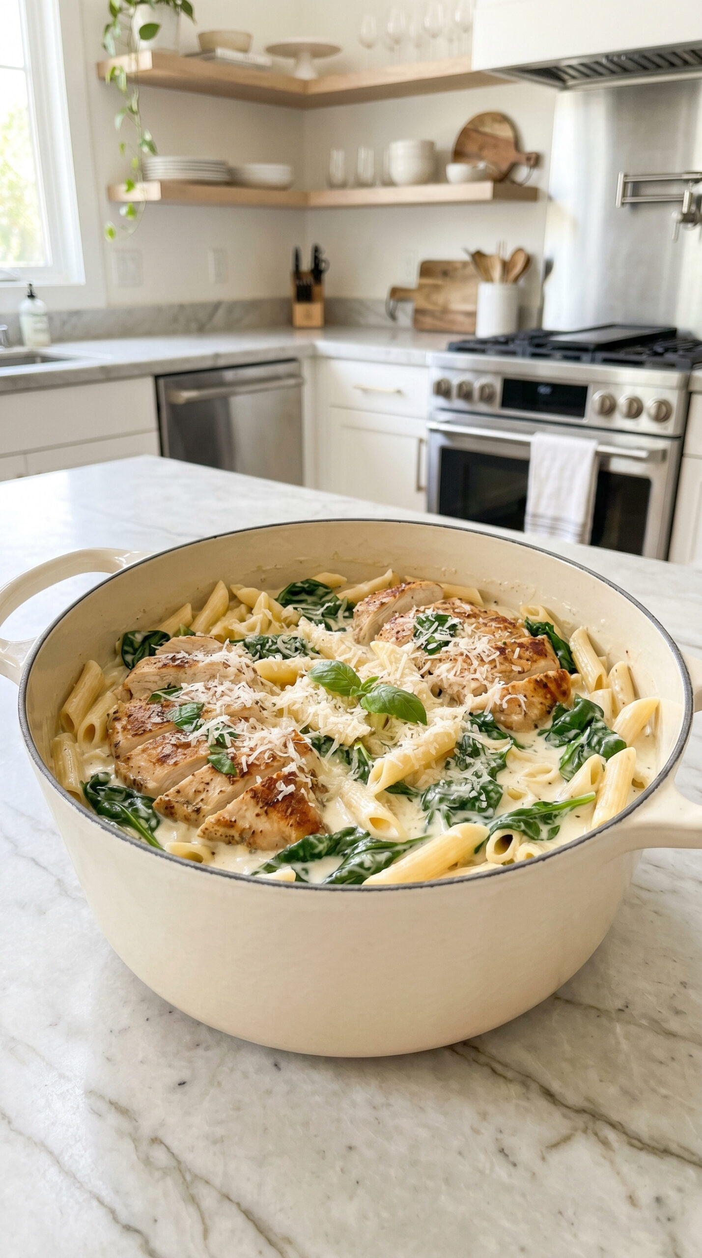 One-Pot Creamy Chicken Spinach Pasta