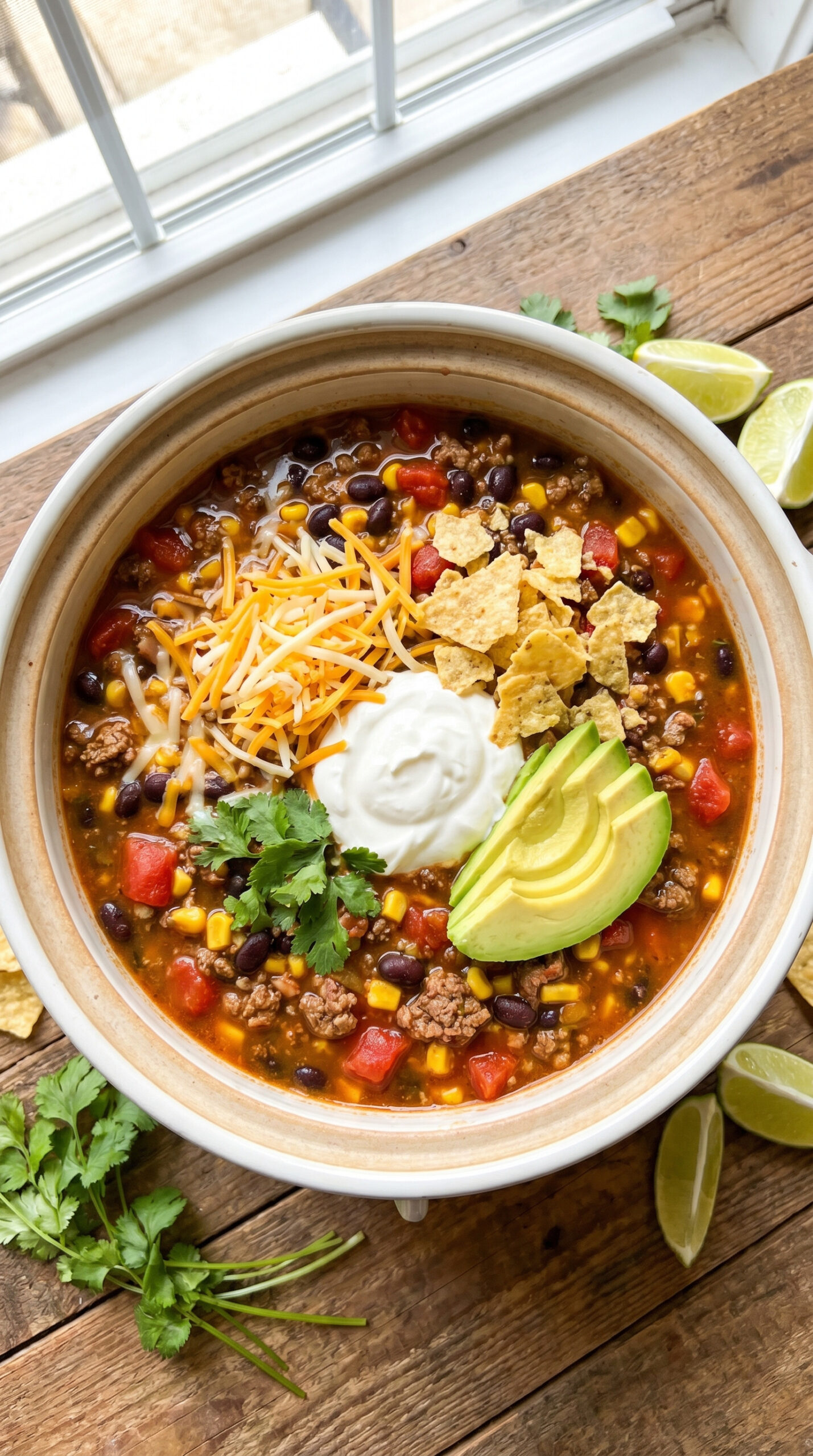 Crockpot Ground Beef Taco Soup