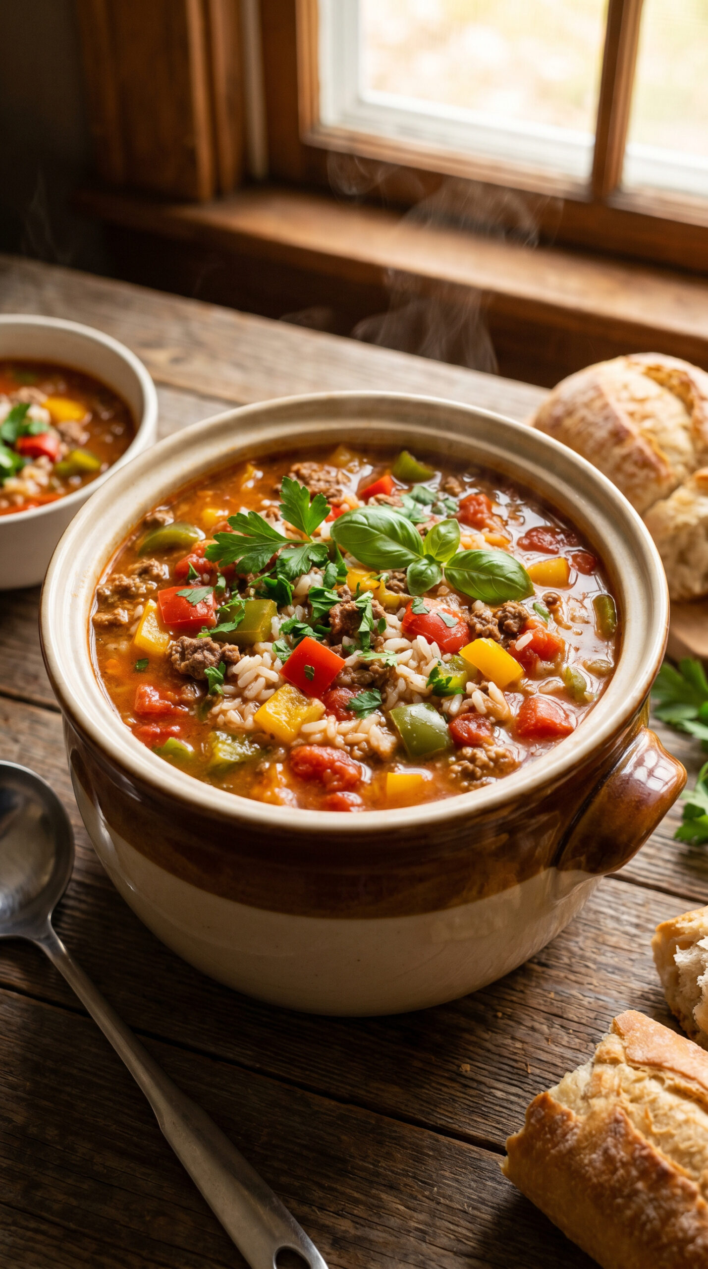 Crockpot Ground Beef Stuffed Pepper Soup