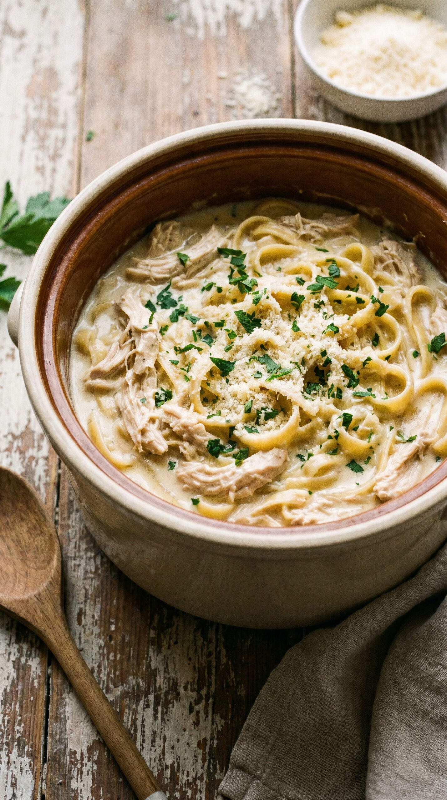 Crockpot Chicken Alfredo Pasta