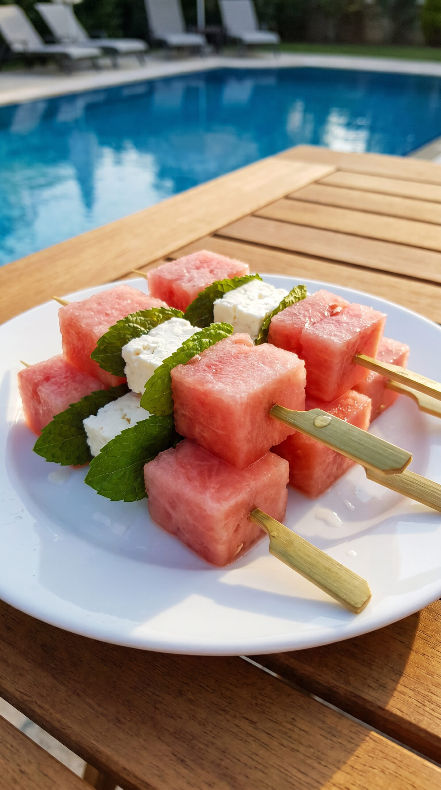 Watermelon Feta Mint Skewers