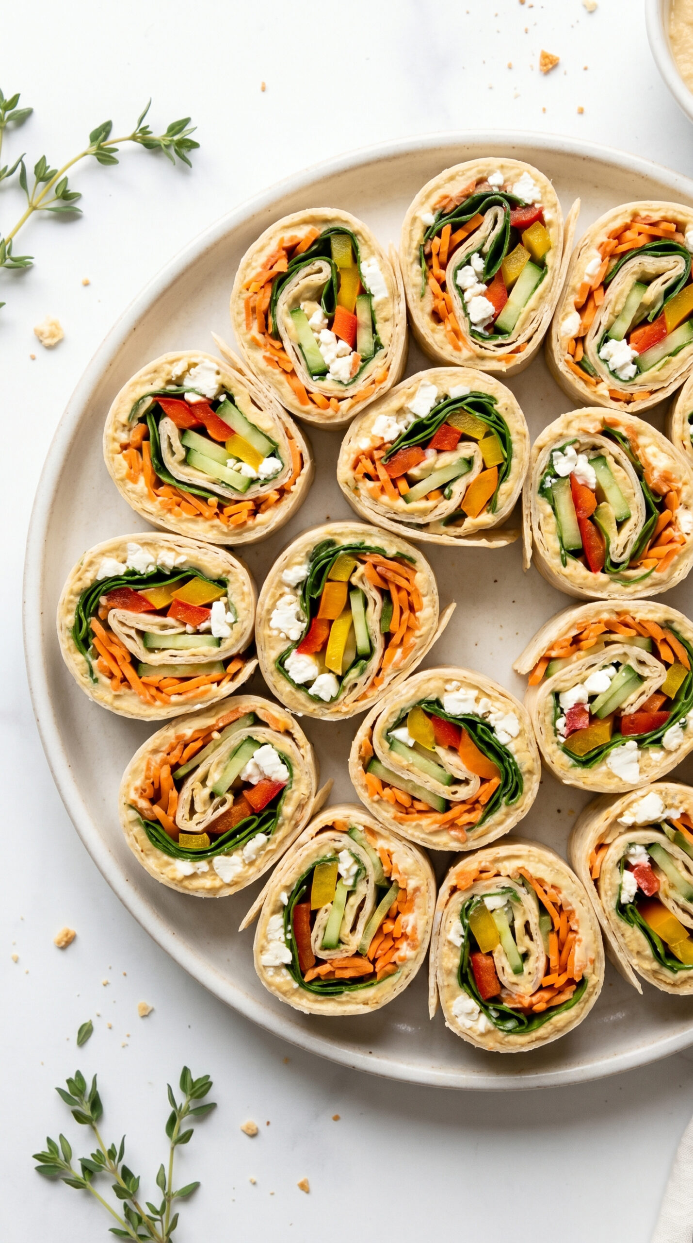 Hummus and Veggie Wrap Pinwheels