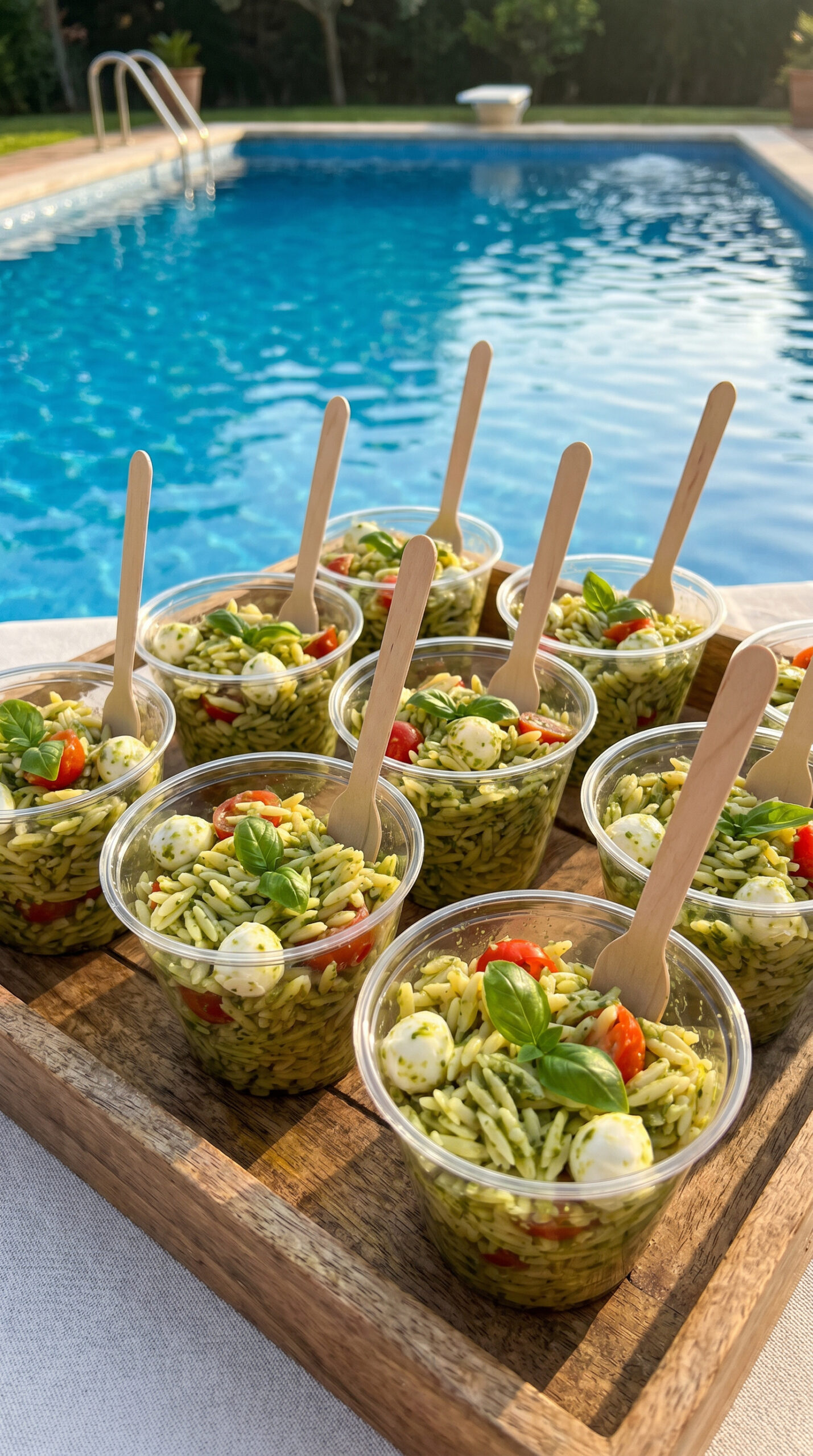 Cold Pesto Orzo Salad with Mozzarella