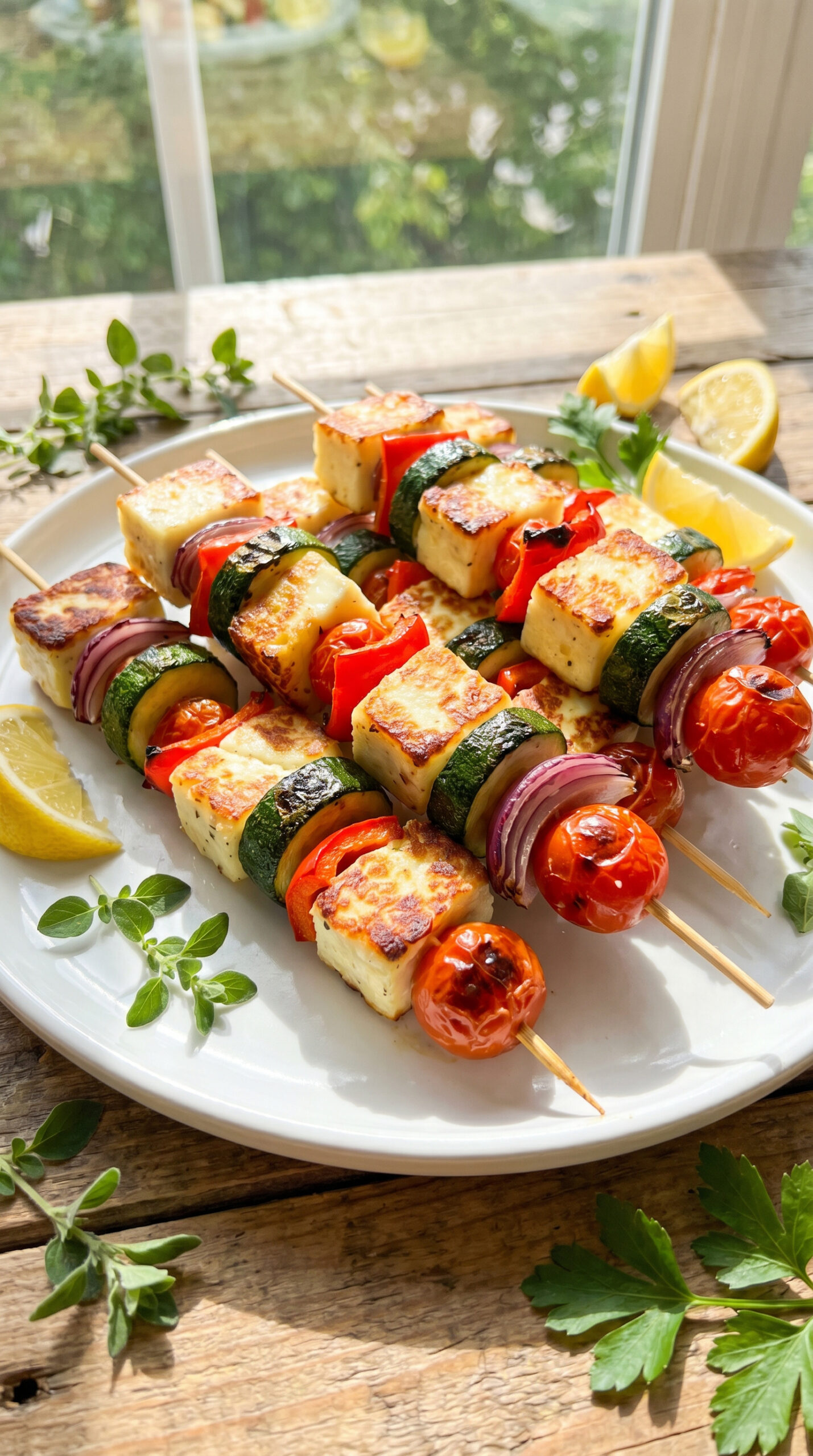 Grilled Veggie and Halloumi Skewers