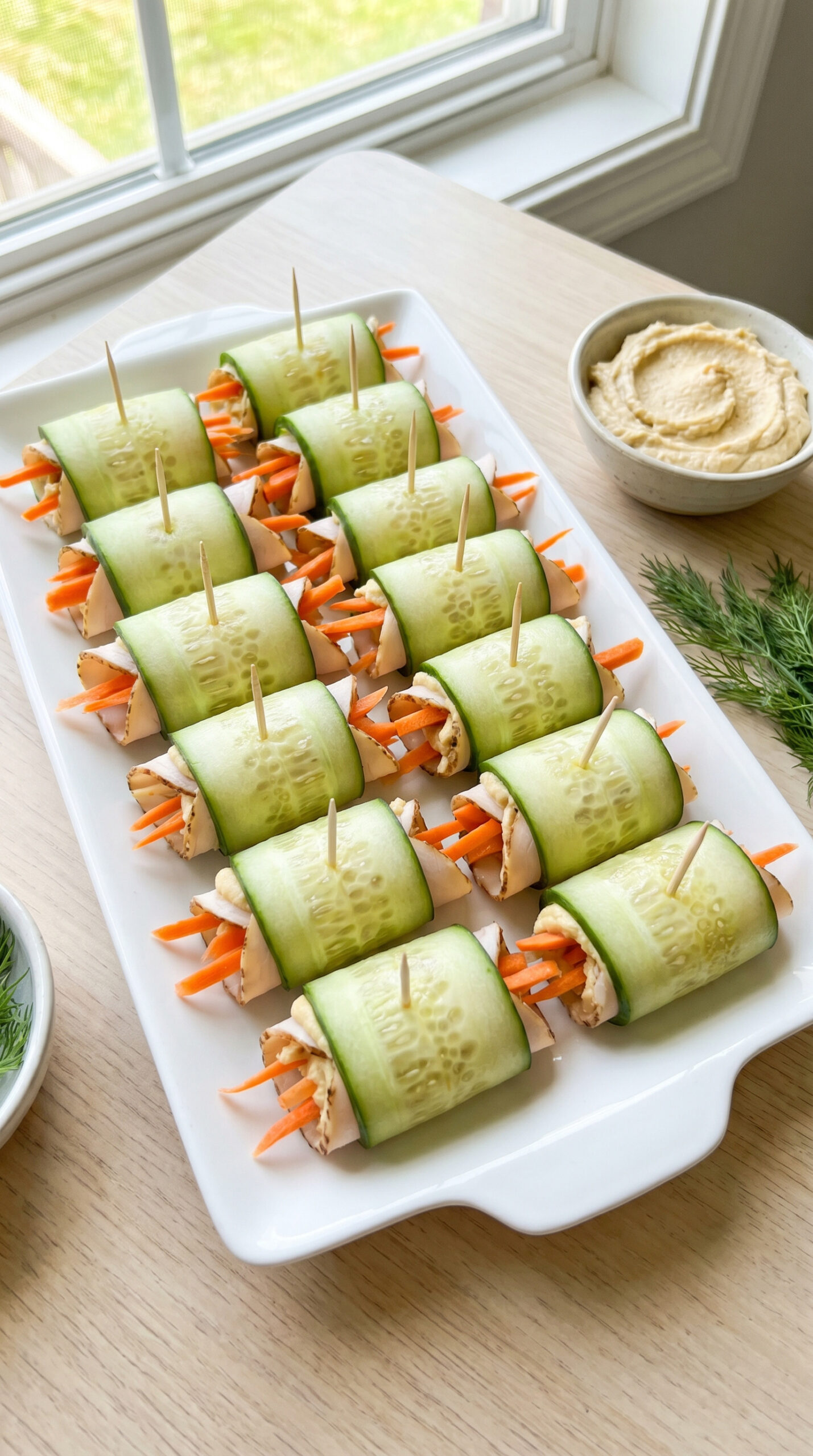 Cucumber Hummus Roll-Ups