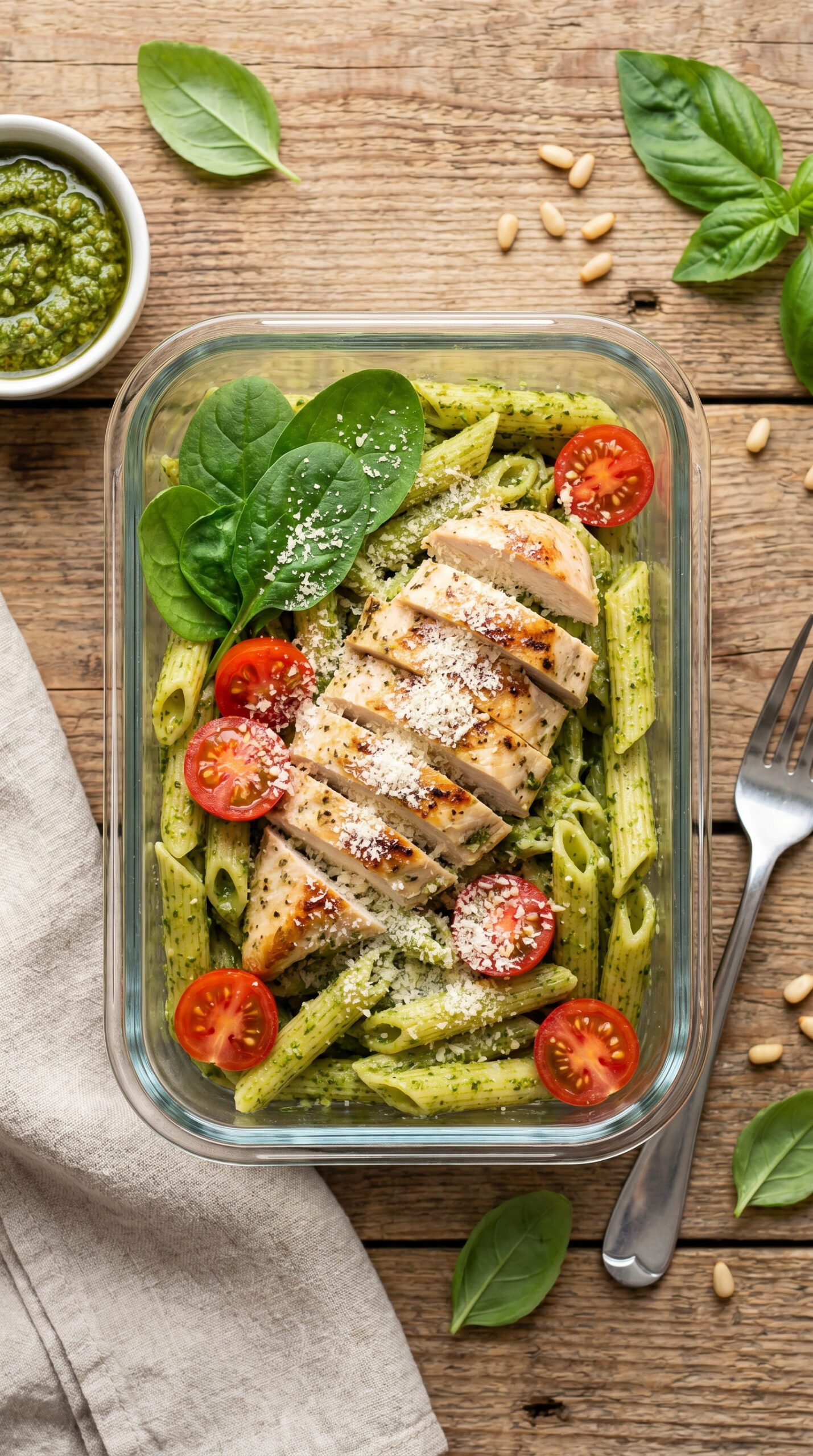 Pesto Chicken Pasta Meal Prep