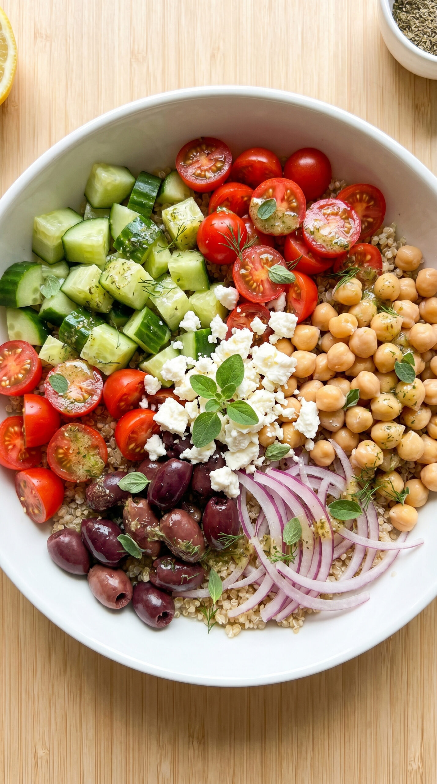 Greek Cucumber Feta Salad Bowls