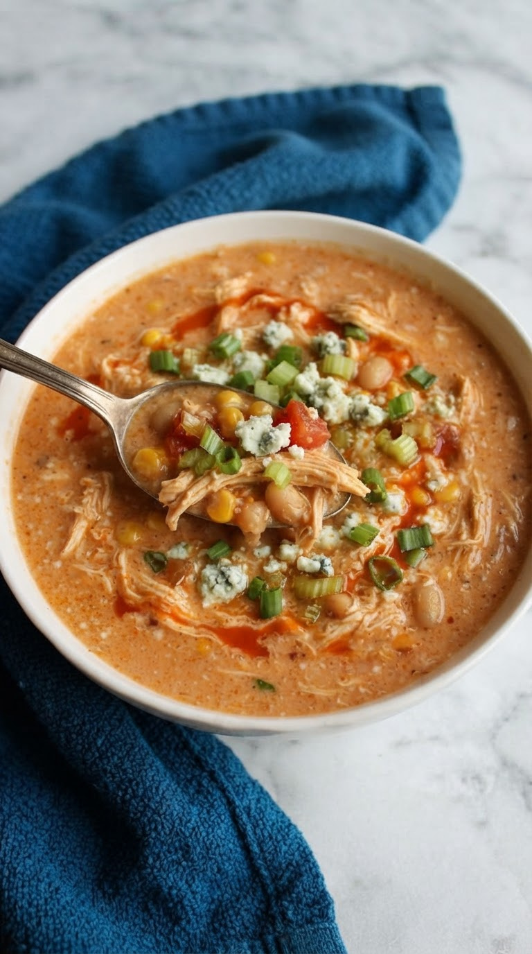 Crockpot Buffalo Chicken Chili