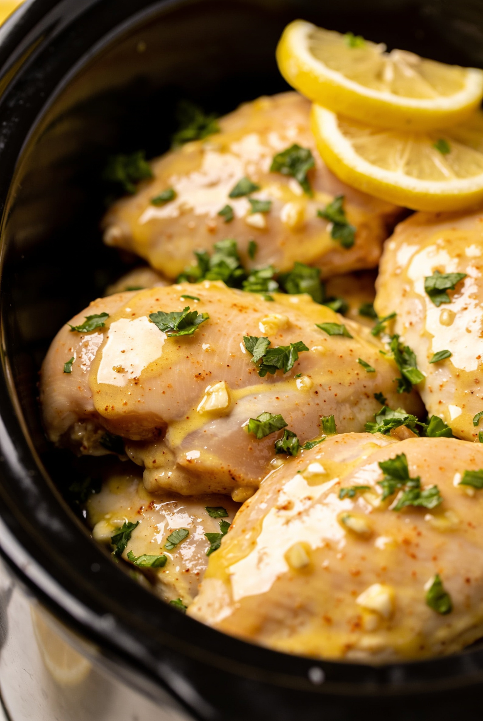 Crockpot Lemon Garlic Boneless Skinless Chicken Thighs